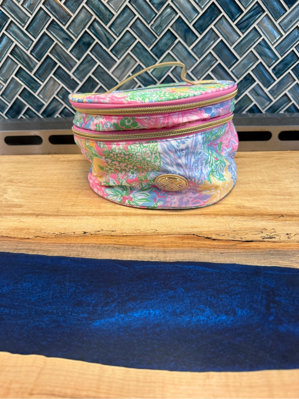 Lilly Pulitzer Multicolor Floral Cosmetic Case - Pink, Green, Blue